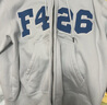F426國潮牌美式嘻哈寬松大LOGO貼開(kāi)衫衛衣外套 淺花灰  加絨 S 曬單實(shí)拍圖