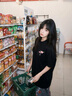 一寸相思黑色純棉短袖t恤女設(shè)計感小眾上衣2025夏季新款爆款胖mm遮肉體恤 黑色-櫻花貓咪 L (100-110斤） 曬單實拍圖