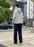 卡賓（CABBEEN）【純棉水洗】撞色織帶休閑褲男2025夏季新款寬松運(yùn)動(dòng)直筒衛(wèi)褲 煤黑色01 L /175/50 曬單實(shí)拍圖