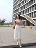 樂雅秀韓版米白色高腰夏季2025新款牛仔半身裙女后開叉a字中長款裙子潮 米白色 M 建議95-108斤 曬單實拍圖