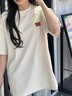 柏銘臣重磅印花短袖T恤男夏季新款日系潮流簡約百搭寬松五分袖上衣男 杏色 L 【建議120-135斤】 曬單實(shí)拍圖