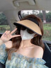 唐獅;TONLION空頂草帽女夏季騎車2025新款防曬太陽帽子戶外發(fā)箍大沿黑膠遮陽帽 卡其色 曬單實拍圖