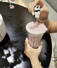 ONEDAY大容量水杯女士生高顏值成人吸管杯茶漏隔泡花茶涼水杯辦公室可愛 櫻花熊貓粉色（茶隔+吸管）650ml 曬單實(shí)拍圖