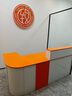 收銀臺轉角公司前臺接待臺輕奢吧臺商用工作臺服裝店收款臺柜臺桌 橘色格柵+白色【左高】 200x60x100cm 曬單實(shí)拍圖