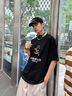 GENIOLAMODEt恤男士夏季純棉潮牌圓領(lǐng)簡(jiǎn)約休閑青年短袖男士體恤衫 黑色 XL 曬單實(shí)拍圖