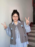 慕姍詩怡（MsShe）MsShe【仿兔絨紗】大碼女裝2025秋裝襯衫V領(lǐng)手繡花朵毛衣馬甲套裝 A款馬甲-深灰色現(xiàn)貨, 6XL 曬單實拍圖