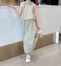 哈羅小黃鴨（G.DUCKKIDS）女童夏季連衣裙2025新款洋氣兒童背心套裝時髦女大童夏天運動裙子無袖背心半身長裙套裝卡其120 cm 曬單實拍圖