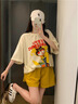 兜兜王國童裝女童套裝夏季兒童短袖套裝中大童夏裝短袖印花兩件套女孩衣服 黃色 150 曬單實(shí)拍圖