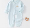 妙翡嬰兒連體衣春秋無(wú)骨新生兒衣服純棉A類(lèi)開(kāi)襠哈衣寶寶內衣睡衣爬服 青色皇冠無(wú)骨開(kāi)哈60115 90cm 建議21-25斤 曬單實(shí)拍圖