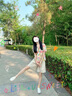 鹿依檸休閑褲女裝套裝2025新款時尚夏天多巴胺甜美減齡小個子顯高短褲子 碎花上衣+杏色短褲 M （建議95-110斤） 曬單實拍圖