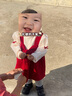 凡獵女童連衣裙秋裝洋氣兒童公主裙一周歲寶寶禮服抓周宴套裝春秋 紅色 90 曬單實(shí)拍圖