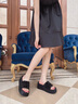 星期六（St&Sat）輕奢休閑厚底拖鞋女夏外穿2025新款配裙子高跟涼拖鞋海邊沙灘鞋潮 黑色 37 曬單實(shí)拍圖