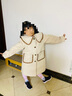 G.DUCKKIDS女童毛呢外套冬裝加厚夾棉秋冬季新款洋氣學院風中長款兒童呢大衣 米白色(夾棉里襯) 150 身高140-145cm  11-12歲 曬單實拍圖