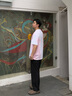 卡賓（CABBEEN）【索羅娜涼感】短袖男士T恤暈染印花立體高周波logo短袖T恤 粉紅色04（寬松版型） 3XL /190/56 曬單實(shí)拍圖