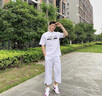VETECOCOFF七分休閑褲男士褲子男夏季薄款潮流垂感闊腿百搭墜感男褲直筒寬松 1211淺灰色 XL 建議體重（130-150斤） 曬單實(shí)拍圖