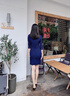 亞百鹿職業(yè)裝連衣裙女夏季時尚氣質(zhì)美容院售樓處酒店前臺接待工作服工裝 藏青色連衣裙 M 曬單實拍圖