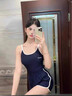 JIOESC平角游泳衣女款連體比基尼2025新款露背遮肚性感純欲風(fēng)網(wǎng)紅兩件套 深藍吊帶兩件套泳衣【80-120斤】 曬單實(shí)拍圖