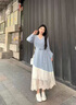 AEMAPE小眾設計感情侶裝春季2025韓版長(cháng)袖襯衫男女連衣裙法式一裙一衣潮 藍白男襯衫 均碼 XL 曬單實(shí)拍圖