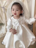 G.DUCKKIDS女寶寶周歲公主裙生日禮服花童婚紗蓬蓬裙2025春秋新款高端連衣裙 米白色 80 cm 曬單實(shí)拍圖