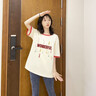 真維斯（JEANSWEST）t恤女2025夏季新款正肩撞色純棉短袖女休閑寬松潮流時尚百搭體恤 米磚紅 奇妙流星 M 曬單實拍圖