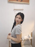 LPOX灰色蕾絲花邊短袖T恤女2025夏季新款褶皺收腰顯瘦正肩體恤短上衣 灰色 M 160/84A 曬單實拍圖