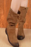百麗（Belle）時(shí)尚兩穿西部牛仔靴女復古顯瘦長(cháng)筒靴3QFB1DG4 棕色 34 (220mm) 曬單實(shí)拍圖