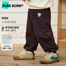 博睿恩（Pureborn）寶寶幼兒園褲子春秋季新款兒童褲子寬松束腳褲男童百搭褲 麻灰1 120 曬單實(shí)拍圖