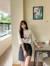 Khwfjas國際一線品牌灰色西裝不規(guī)則半身裙女2025春夏時尚A字短裙 灰色 L (28) 推薦105-115斤 曬單實拍圖