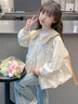 乖妮貓（GUAINIMAO）女童春裝外套2025新款兒童洋氣韓版女孩春秋款蝴蝶結(jié)夾克秋季上衣 杏色外套 140 碼 曬單實(shí)拍圖