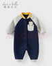 戴維貝拉（DAVE＆BELLA）嬰幼兒睡衣加絨男寶爬服0-6個月寶寶衣服冬裝新款幼童連體衣 藏青色【現(xiàn)貨】 73cm （建議身高66-73cm） 曬單實拍圖