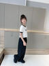 優(yōu)優(yōu)1點(diǎn)（Yoyo one）女童夏季短袖套裝2025新款兒童工裝褲大童網(wǎng)紅炸街黑色運動(dòng)裝衣服 15029黑色+9961白色 140 140cm 曬單實(shí)拍圖