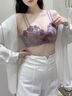 莫代爾紫色蕾絲內(nèi)衣女聚攏小胸性感美背文胸收副乳防下垂無鋼圈胸罩套裝 紫色(套裝) M 34/75AB通杯 曬單實拍圖