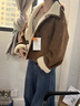 DGOV雙面可穿麂皮絨上衣女秋季2025新款小個(gè)子秋季加絨羊羔毛外套 咖色外套【zt】 M 建議90-100斤 曬單實(shí)拍圖