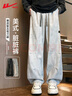 回力休閑褲男美式臟臟褲春秋季寬松扎染褲子男潮流復古彎刀褲白灰2XL 曬單實(shí)拍圖