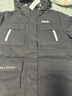 FILA 斐樂官方女裝中長款時尚派克羽絨服休閑連帽工裝外套 正黑色-BK L 曬單實拍圖