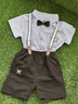 G.DUCKKIDS童裝兒童西裝套裝男童夏季一歲寶寶衣服學(xué)院風(fēng)中小童夏裝周歲禮服 豎條皇冠藍色aoeeqec 90 建議80-90cm1歲半-2歲cm 曬單實拍圖