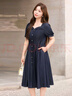 MsShe【法式方領(lǐng)仿牛仔短袖連衣裙子】大碼女裝2025新款夏季胖mm 藏青藍(lán)色現(xiàn)貨 XL 曬單實(shí)拍圖
