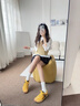 PIPH真皮德訓(xùn)鞋女2025春季新款厚底內(nèi)增高女鞋運(yùn)動(dòng)休閑板鞋軟底旅游鞋 黃色 35 (225mm) 曬單實(shí)拍圖