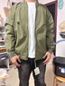 楠笙記美式復(fù)古棒球服外套男春季cleanfit褶皺軟殼沖鋒上衣男生工裝夾克 軍綠色 XL 曬單實拍圖