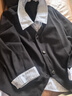 纖莉秀大碼女裝時(shí)尚減齡設計感假兩件條紋襯衫胖mm冬裝新款4839 黑色 3XL 曬單實(shí)拍圖