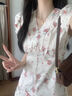 冶芷法式碎花V領(lǐng)泡泡袖連衣裙子女夏季溫柔甜美收腰顯瘦氣質(zhì)絕美長(cháng)裙 碎花V領(lǐng)泡泡袖連衣裙 S 曬單實(shí)拍圖