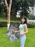 OQB德國(guó)雙層傘學(xué)生印花防曬傘小巧便攜黑膠阻隔紫外線折疊太陽(yáng)傘 三折香雪蘭、21寸 曬單實(shí)拍圖
