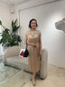 紫魅俏春夏季新品婚禮媽媽裝連衣裙洋氣時(shí)尚禮服開(kāi)叉改良旗袍中老年女裝 香檳色【短袖】 M (建議100斤以下) 曬單實(shí)拍圖