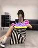 Jret條紋連衣裙女2025年夏季寬松顯瘦直筒長裙無袖連帽背心裙 條紋 L 【建議106-115斤】 曬單實(shí)拍圖
