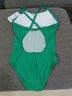 洲克ZOKE泳衣女連體三角素色修身遮肚溫泉女士游泳衣123501115A深綠L 曬單實(shí)拍圖