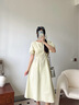 范思藍(lán)恩韓系休閑泡泡袖連衣裙女夏季2025新款松緊收腰A字裙2383 青檸黃 S 曬單實(shí)拍圖