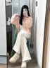 DALEY MODE美式vintage白色低腰微喇牛仔褲女寬松顯瘦辣妹高個子加長拖地褲 白色長褲 S 曬單實拍圖