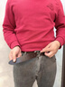 羅蒙皮帶男真皮針扣休閑商務(wù)復(fù)古高檔腰帶牛仔褲帶百搭中青年生日禮物 啡色【帶打孔工具】 曬單實(shí)拍圖