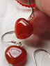 西璽 紅瑪瑙愛(ài)心耳環(huán)925銀耳墜桃心復古百搭心形玉石耳飾 曬單實(shí)拍圖