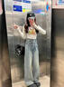 NASALIKE復(fù)古闊腿牛仔褲女2025夏季新款美式高腰顯瘦梨形身材直筒拖地長褲 8920黑色n M 曬單實(shí)拍圖